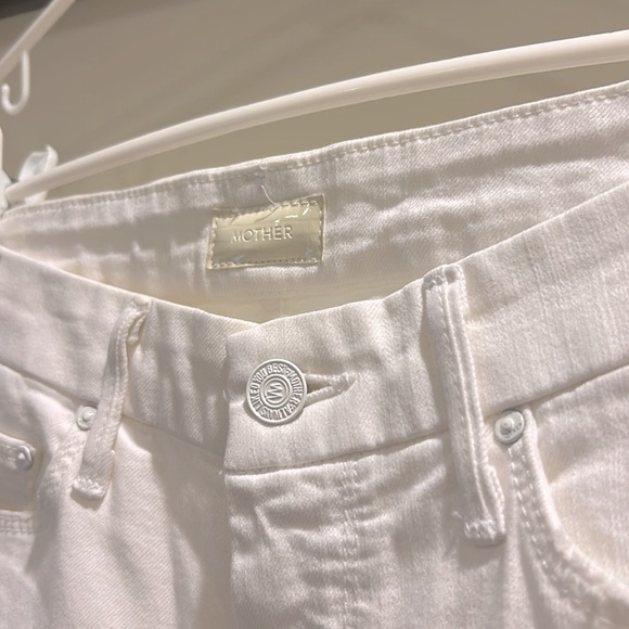 MOTHER High Waisted The Looker Ankle Fray Stayin’ Alive White Jeans - Picture 6 of 8